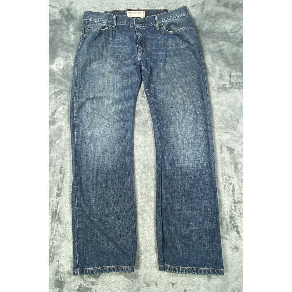 Levis 505 Jeans‎ Mens 38x30 Blue Whisker Stone Wash Denim Straight Cotton Casual